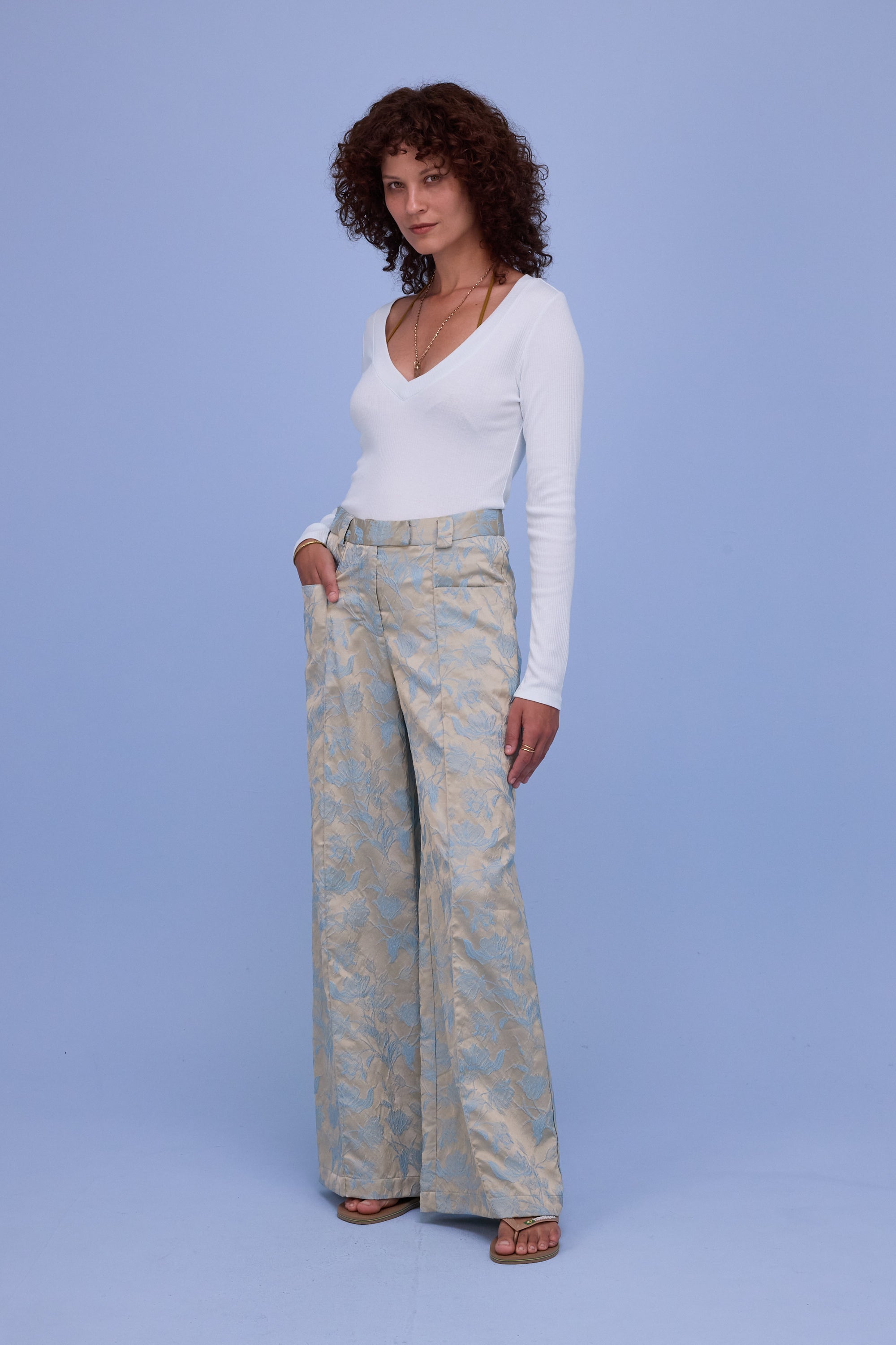 Bolivar trousers in blue glow jacquard