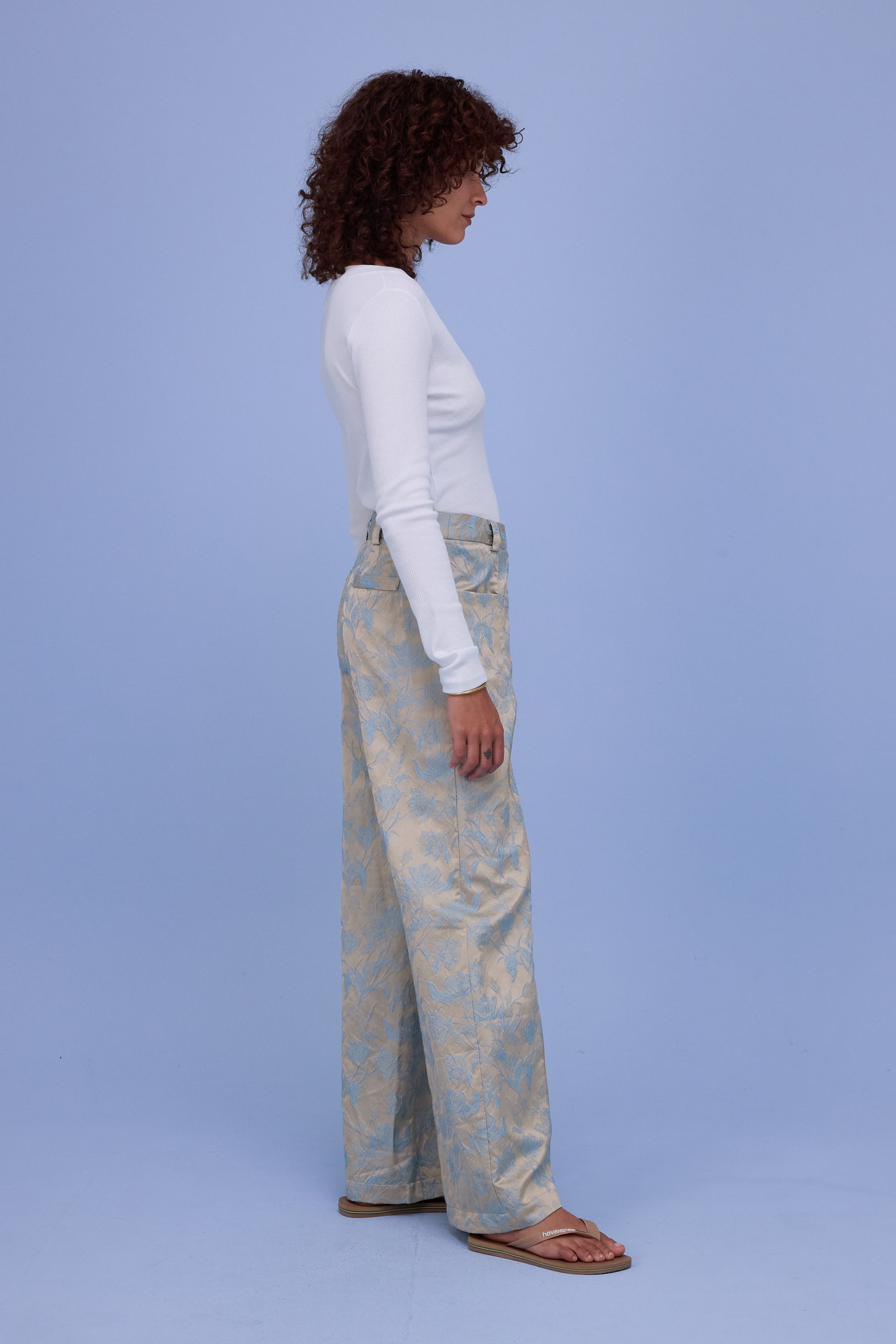 Bolivar trousers in blue glow jacquard