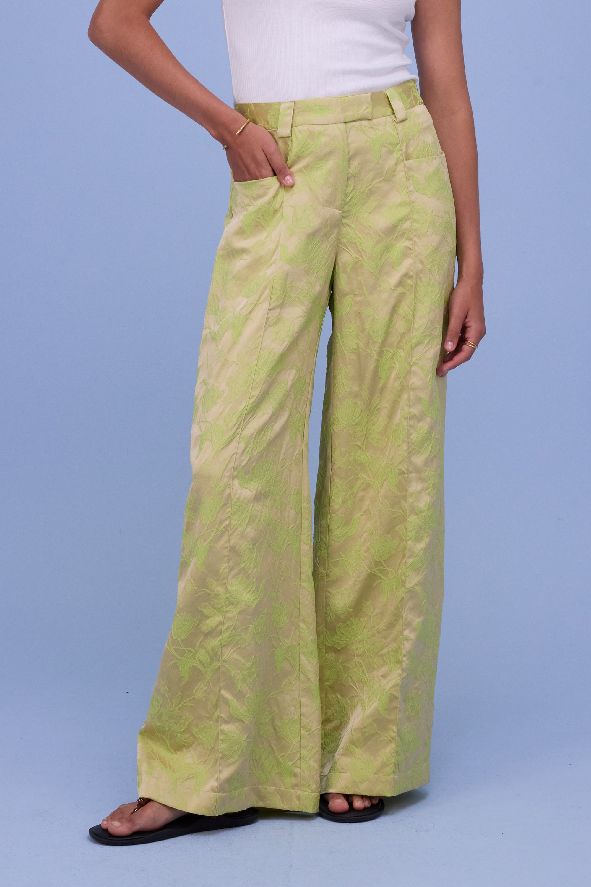 Bolivar trousers in lime glow jacquard