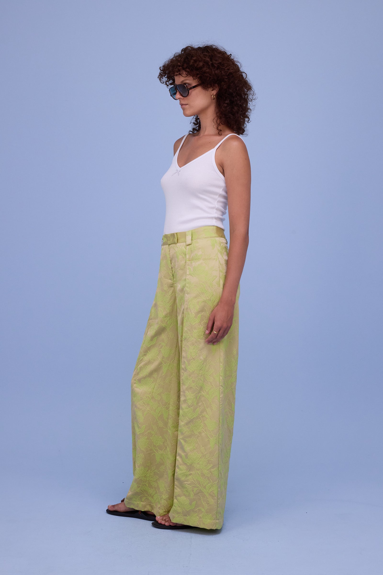Bolivar trousers in lime glow jacquard