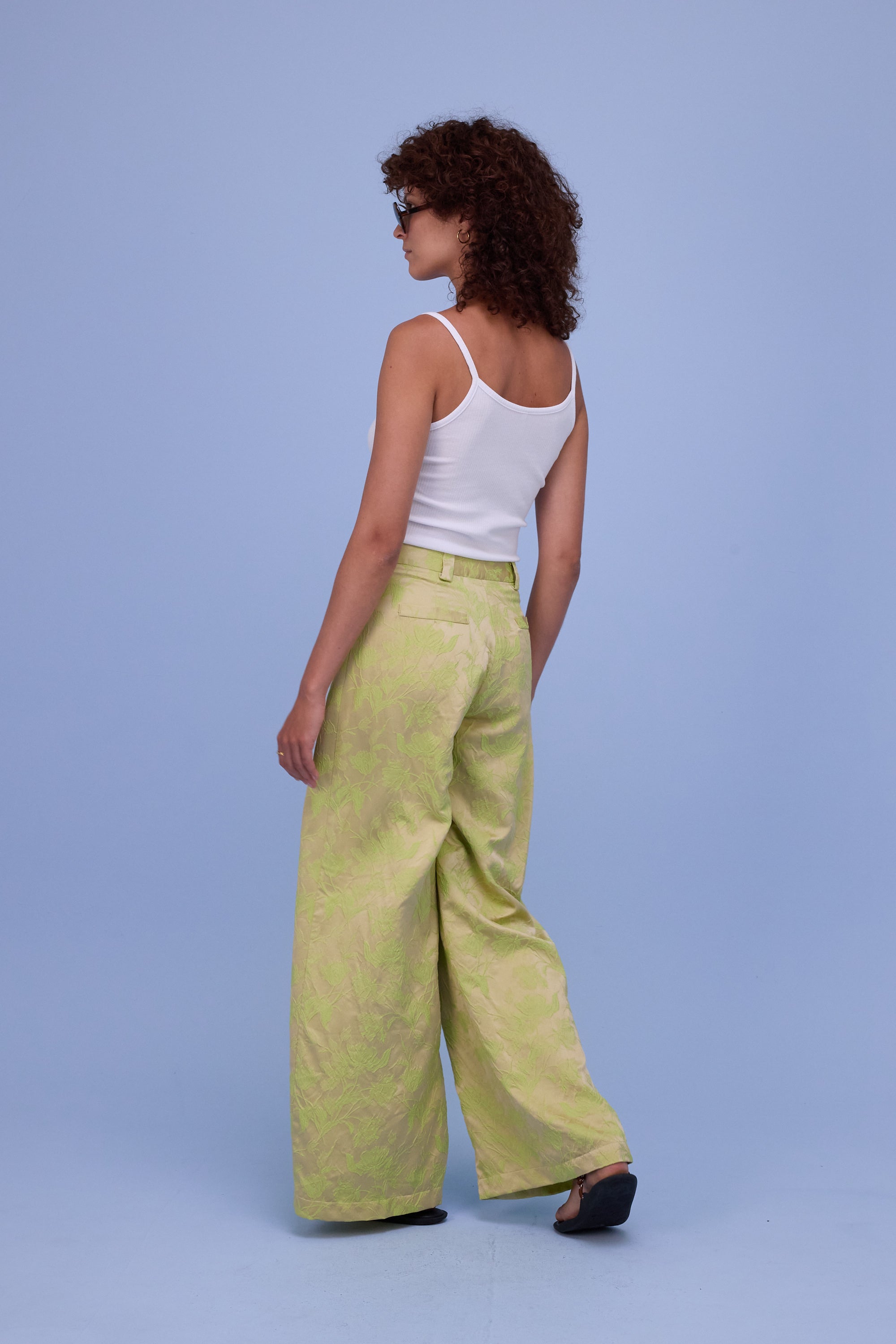 Bolivar trousers in lime glow jacquard