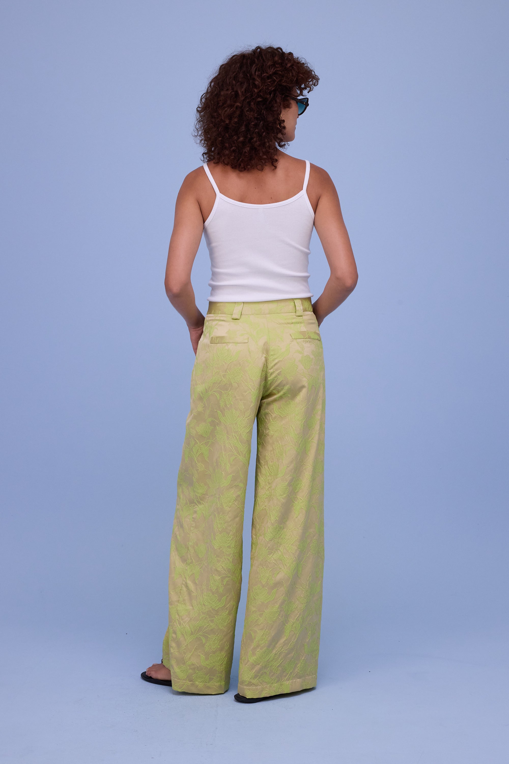 Bolivar trousers in lime glow jacquard