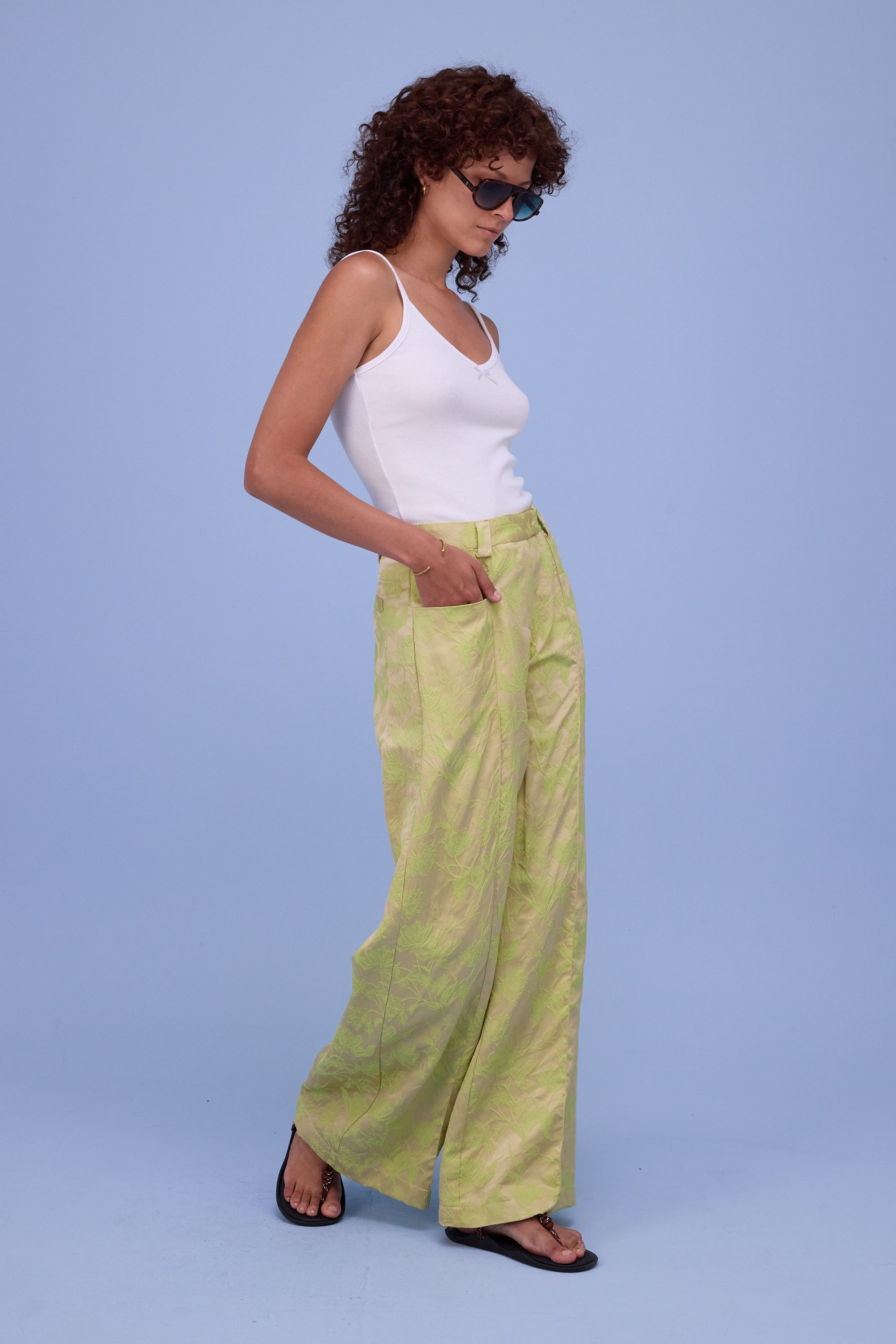 Bolivar trousers in lime glow jacquard