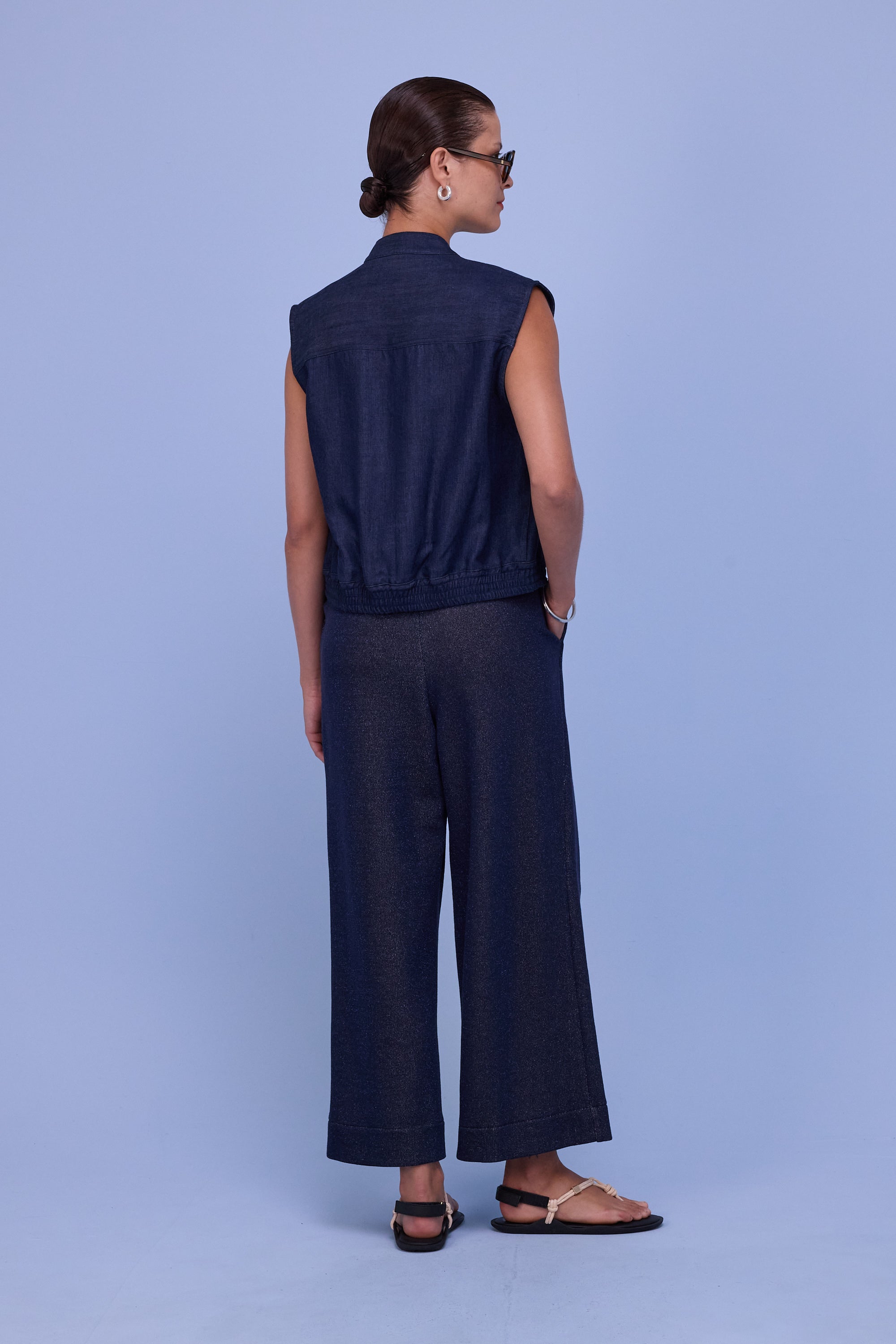 Helier trousers in night blue lurex