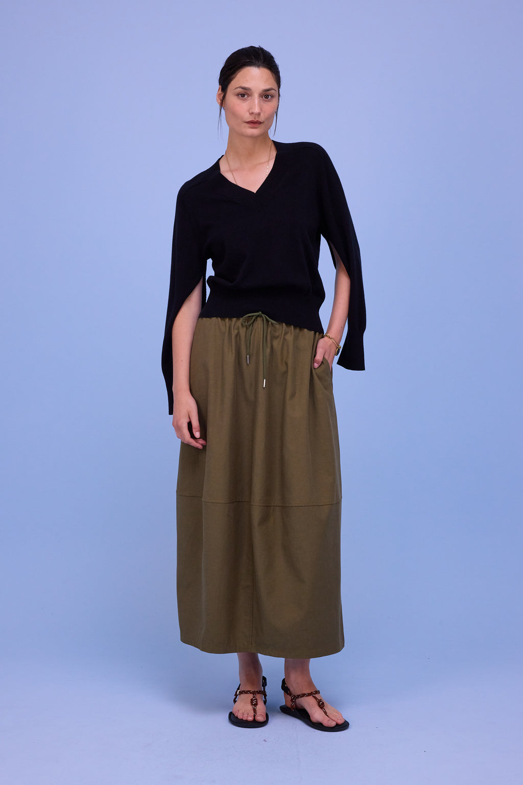 Héva skirt in dark olive