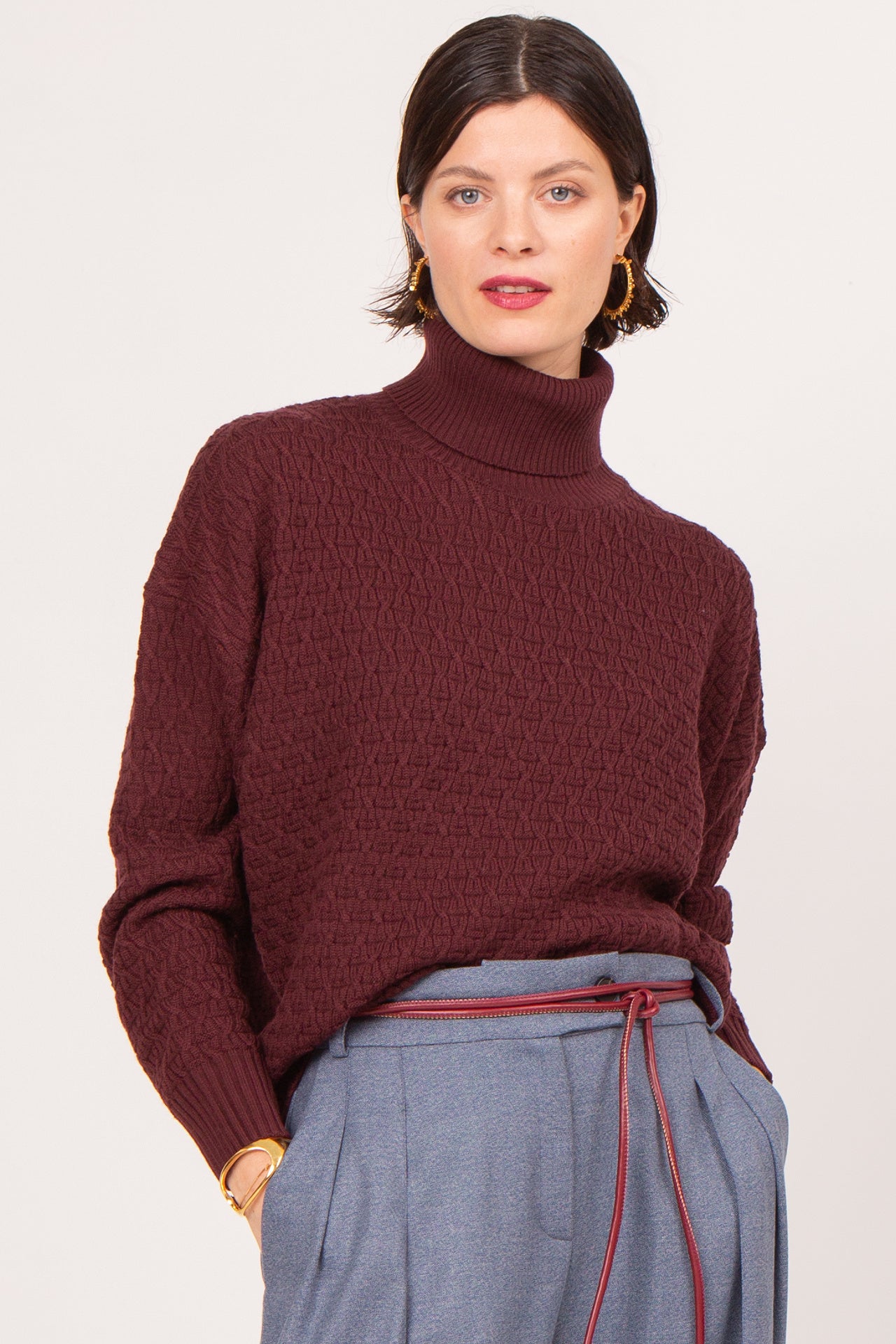 Schnürgürtel in Burgunderrot