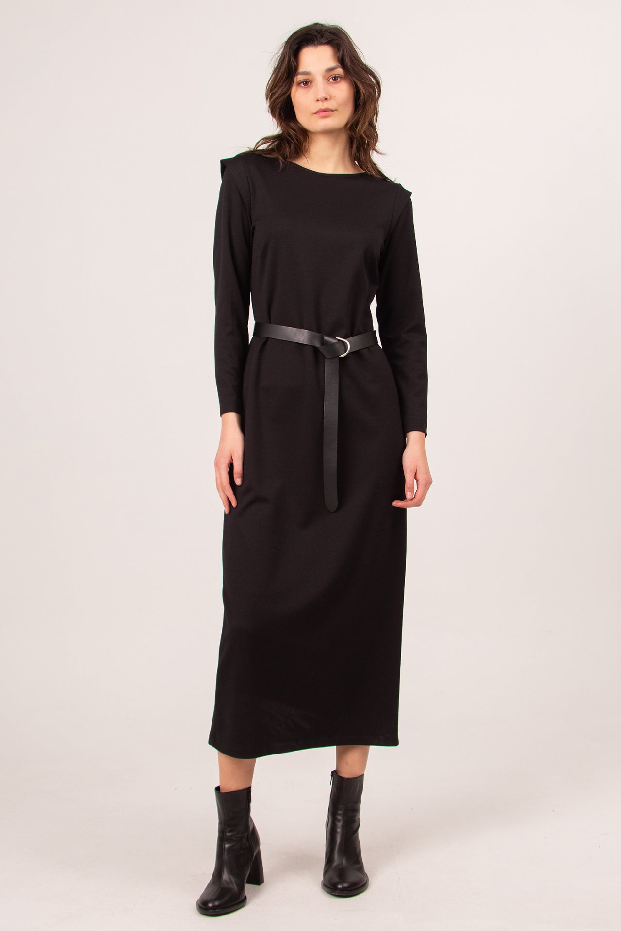 Ledergürtel mit D-Ringen in Schwarz