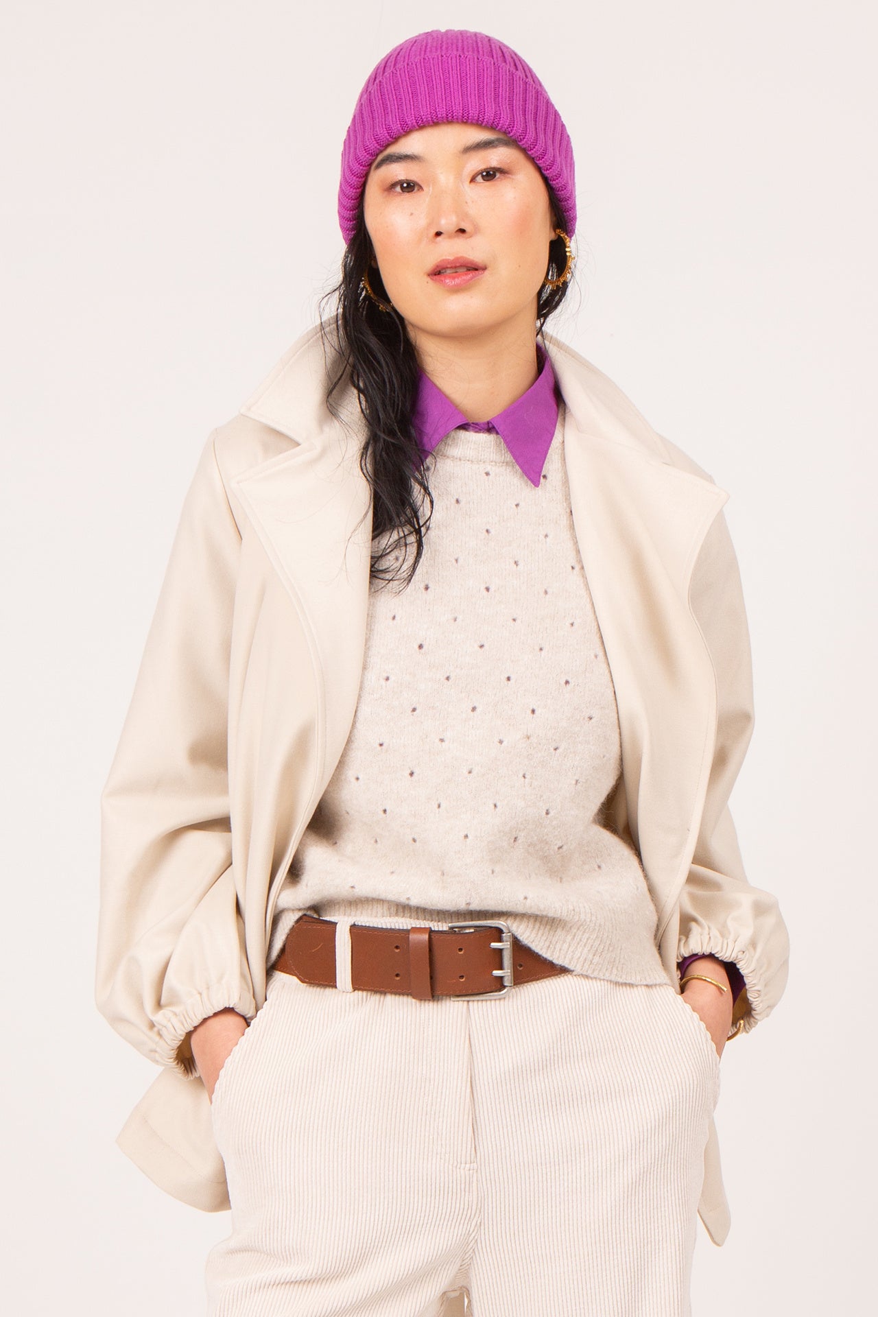 Cognac belt with double closure