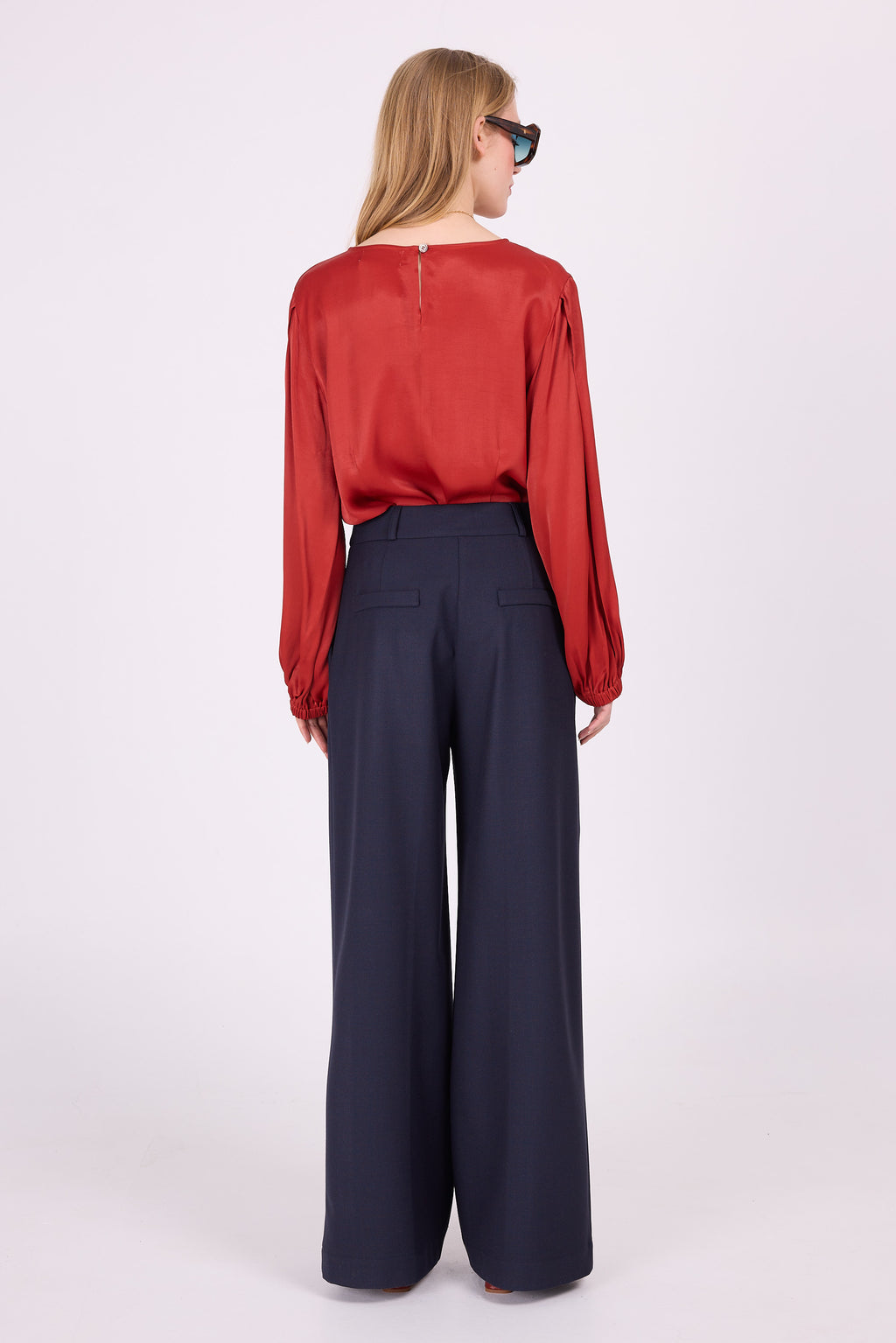 Eefje Satinbluse in Rot-Orange