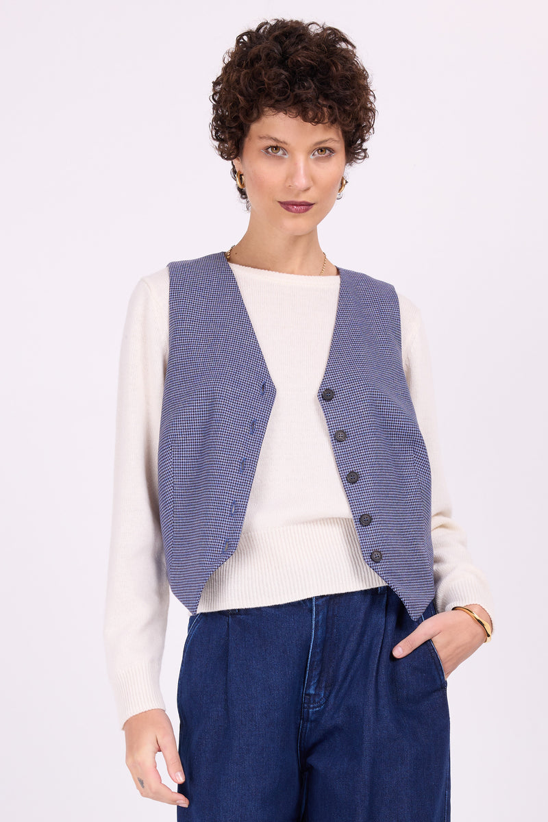 Edith bleu pied-de-poule veston