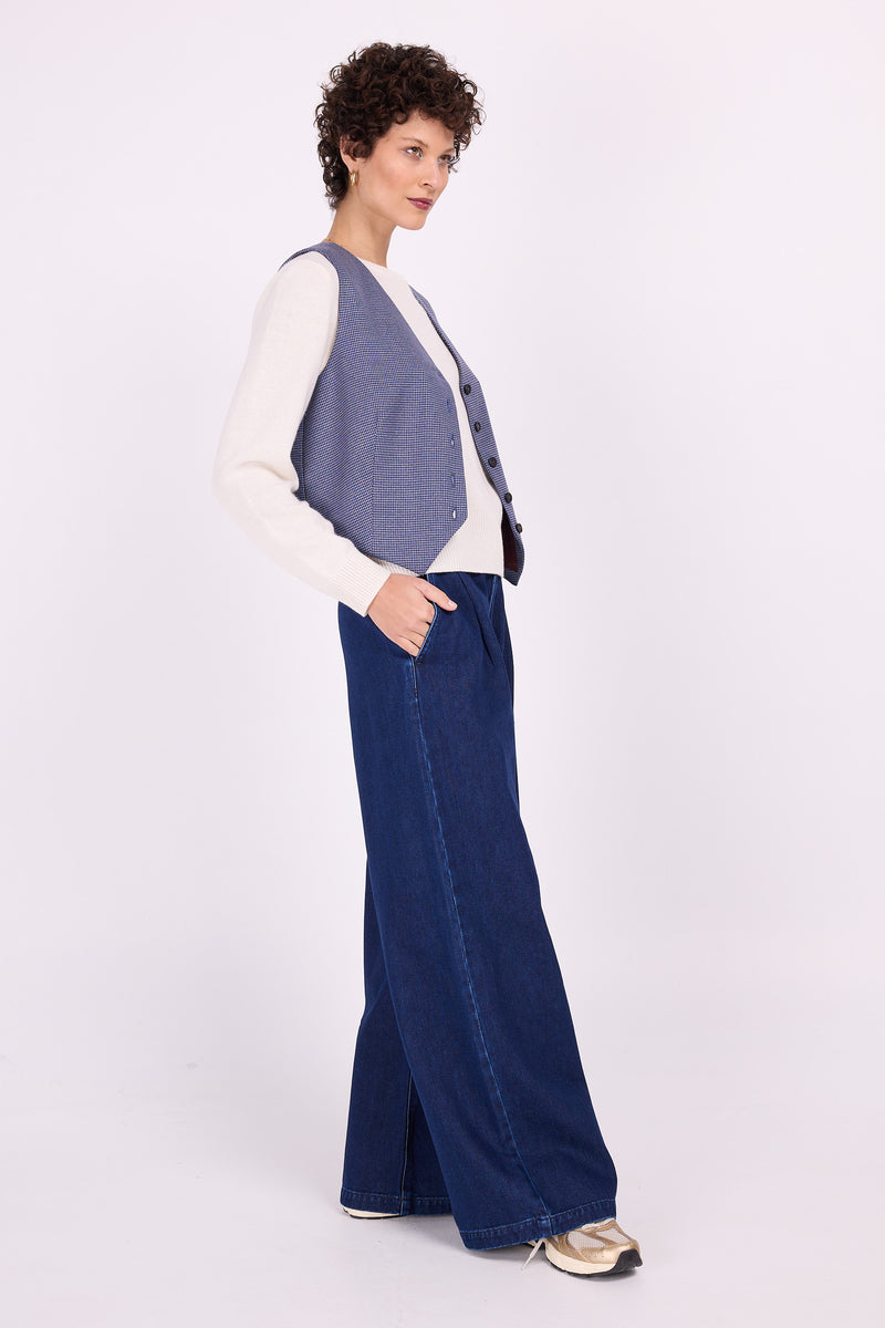 Edith bleu pied-de-poule veston