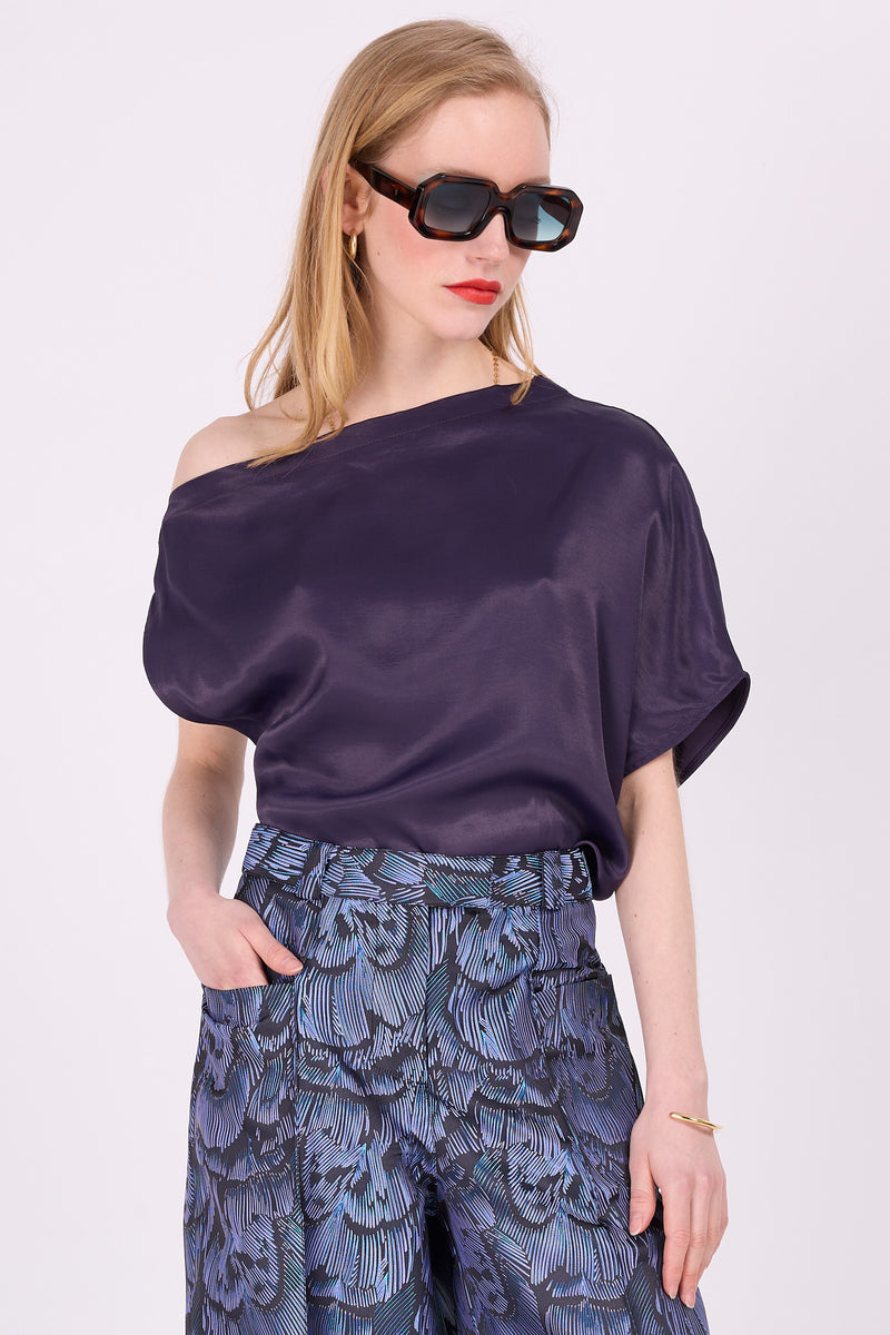 Dunkelviolettes Satintop „Ella“