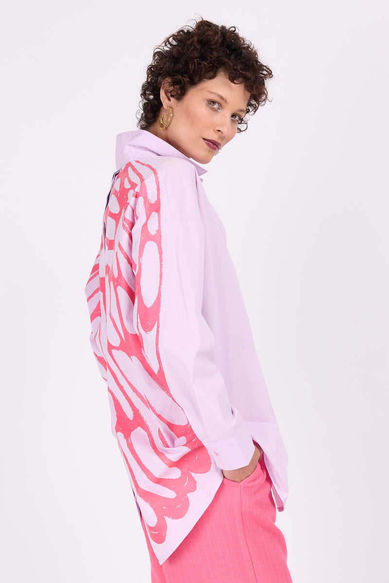 Emmelie Night Butterfly Shirt in zartem Flieder/Rosa