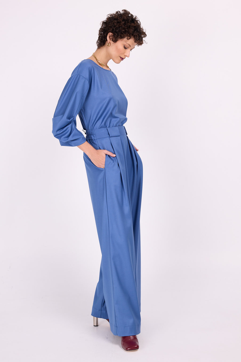 Stahlblaue Bluse Camille