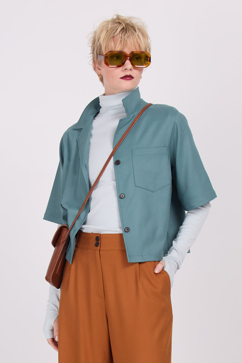 Hemd Dante in meliertem Beige und Blau