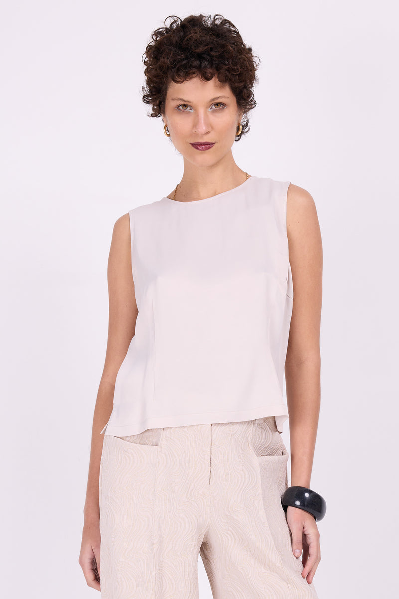 Elfenbeinfarbenes Satin-Top Danielle