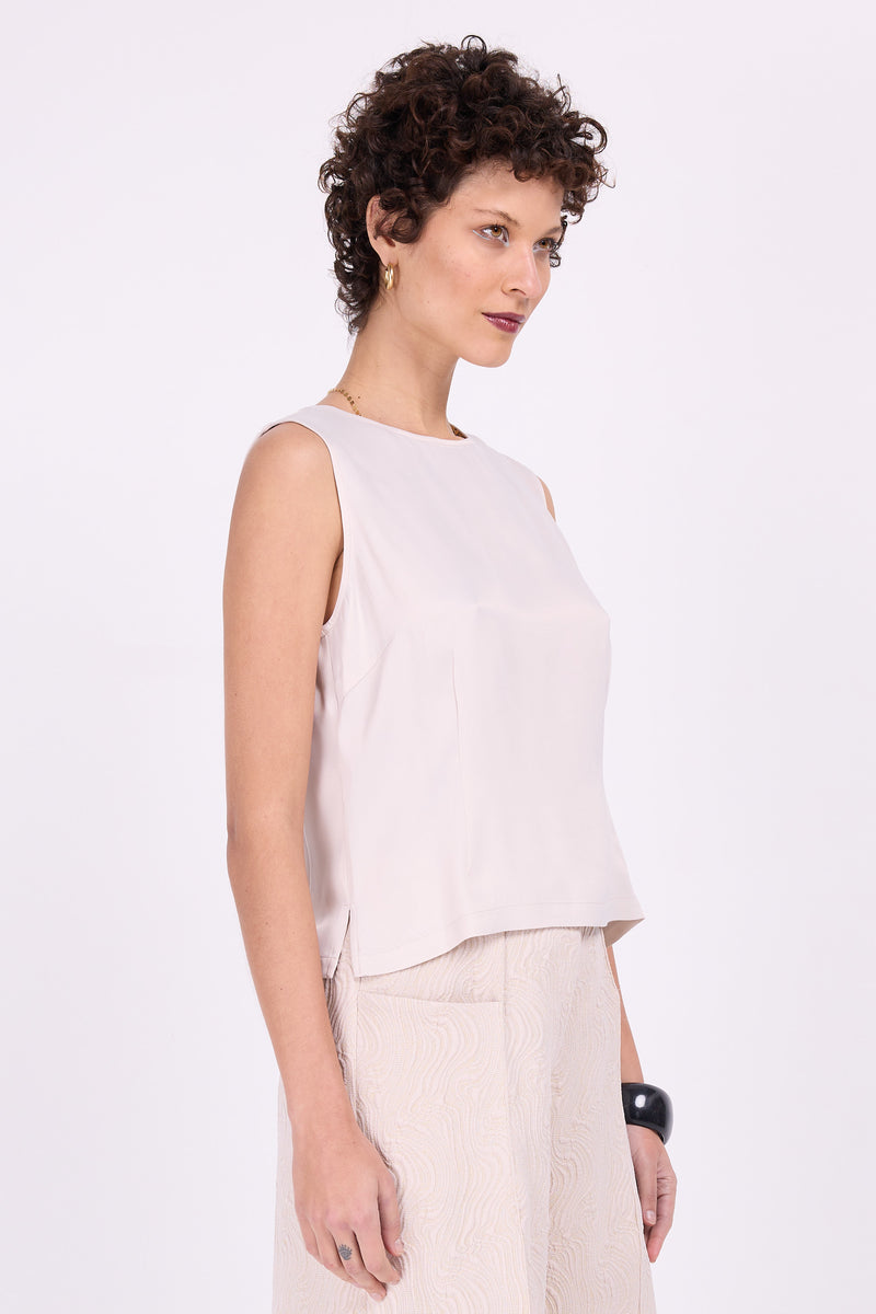 Elfenbeinfarbenes Satin-Top Danielle