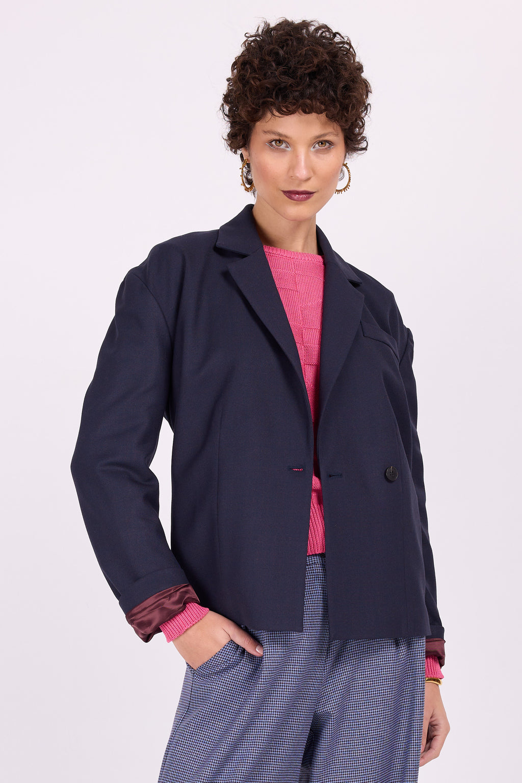Diego blauer Blazer mit roten Sprenkeln