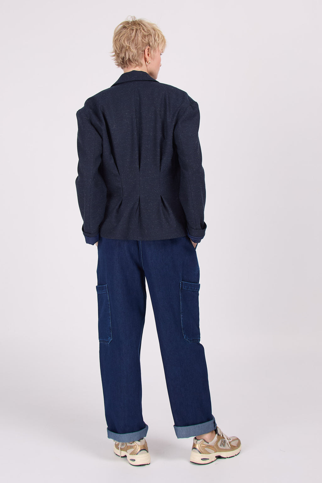 Blazer en laine look navy Diego