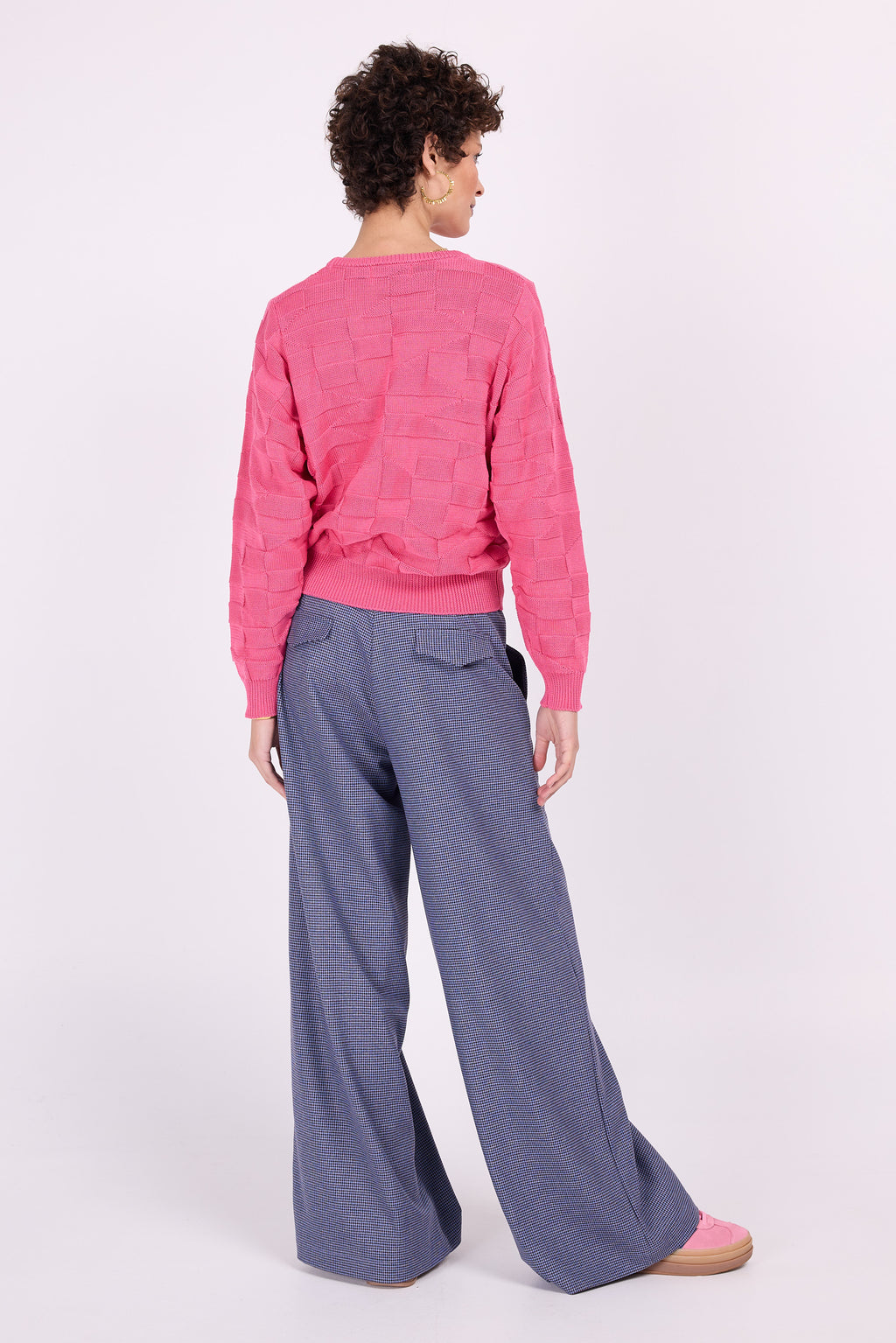 Edward-Hose in blauem Hahnentrittmuster