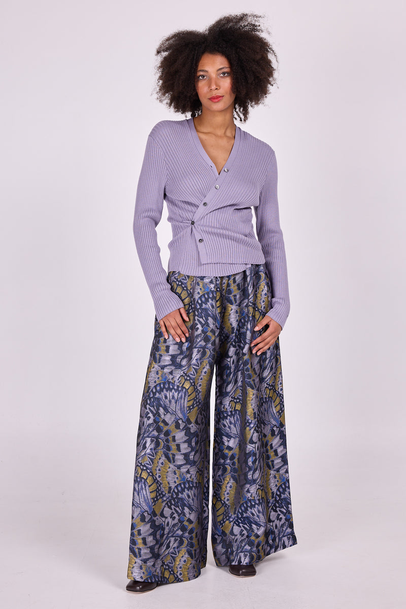 Hose Clinton aus fliederfarbenem Schmetterlings-Jacquard