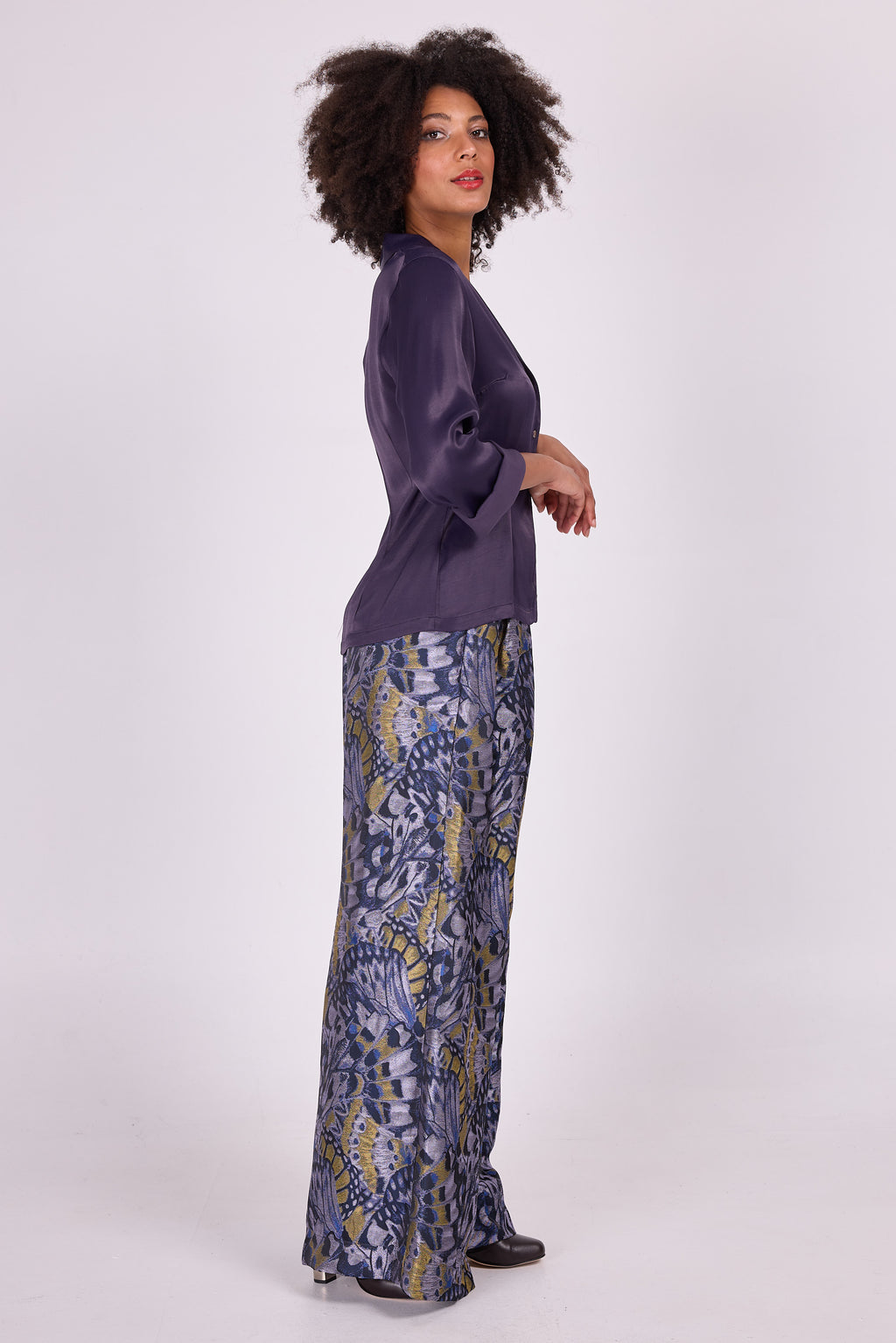 Hose Clinton aus fliederfarbenem Schmetterlings-Jacquard
