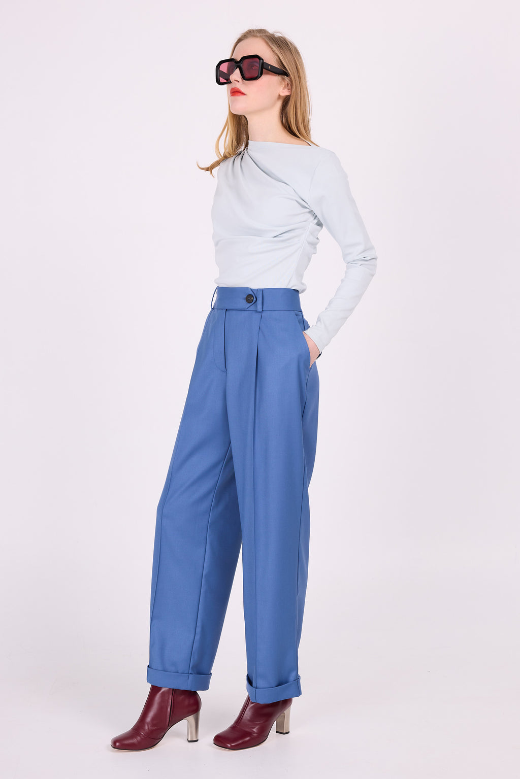 Enzo pantalon bleu en acier