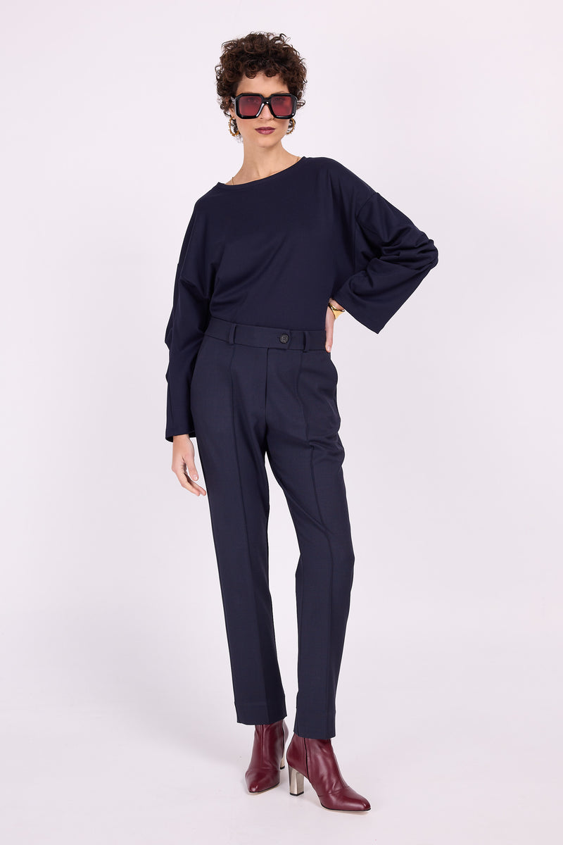 Emiel pantalon bleu avec tache rouge