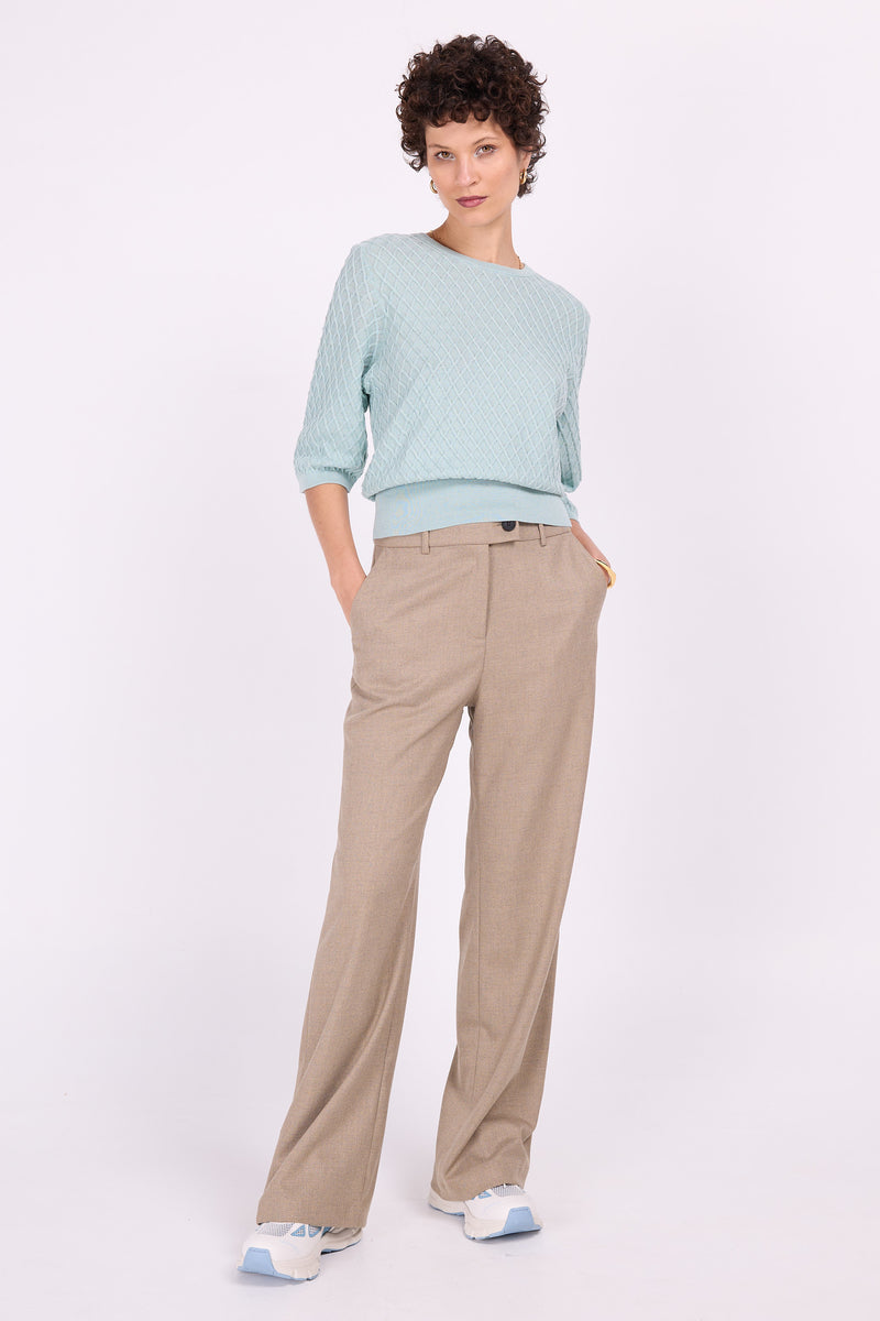 Hose Annie in meliertem Beige und Blau