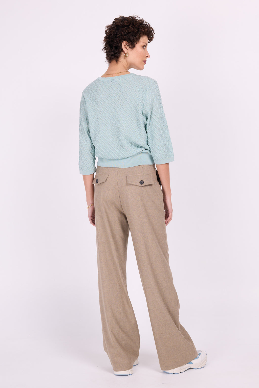 Hose Annie in meliertem Beige und Blau