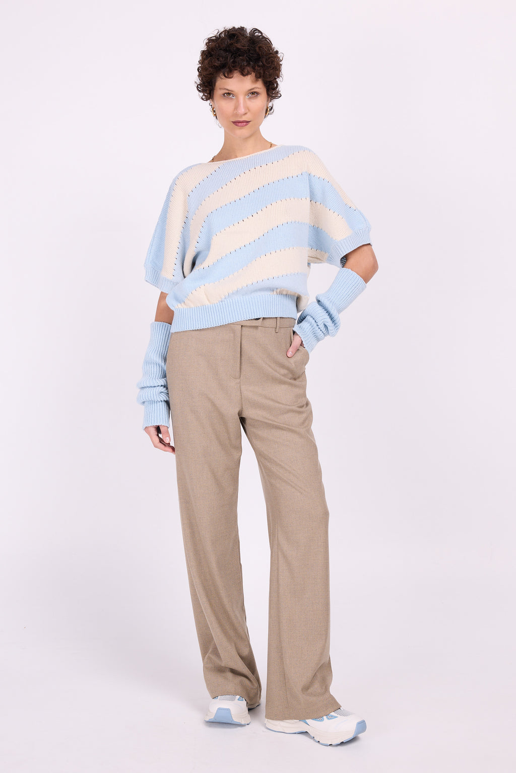 Hose Annie in meliertem Beige und Blau