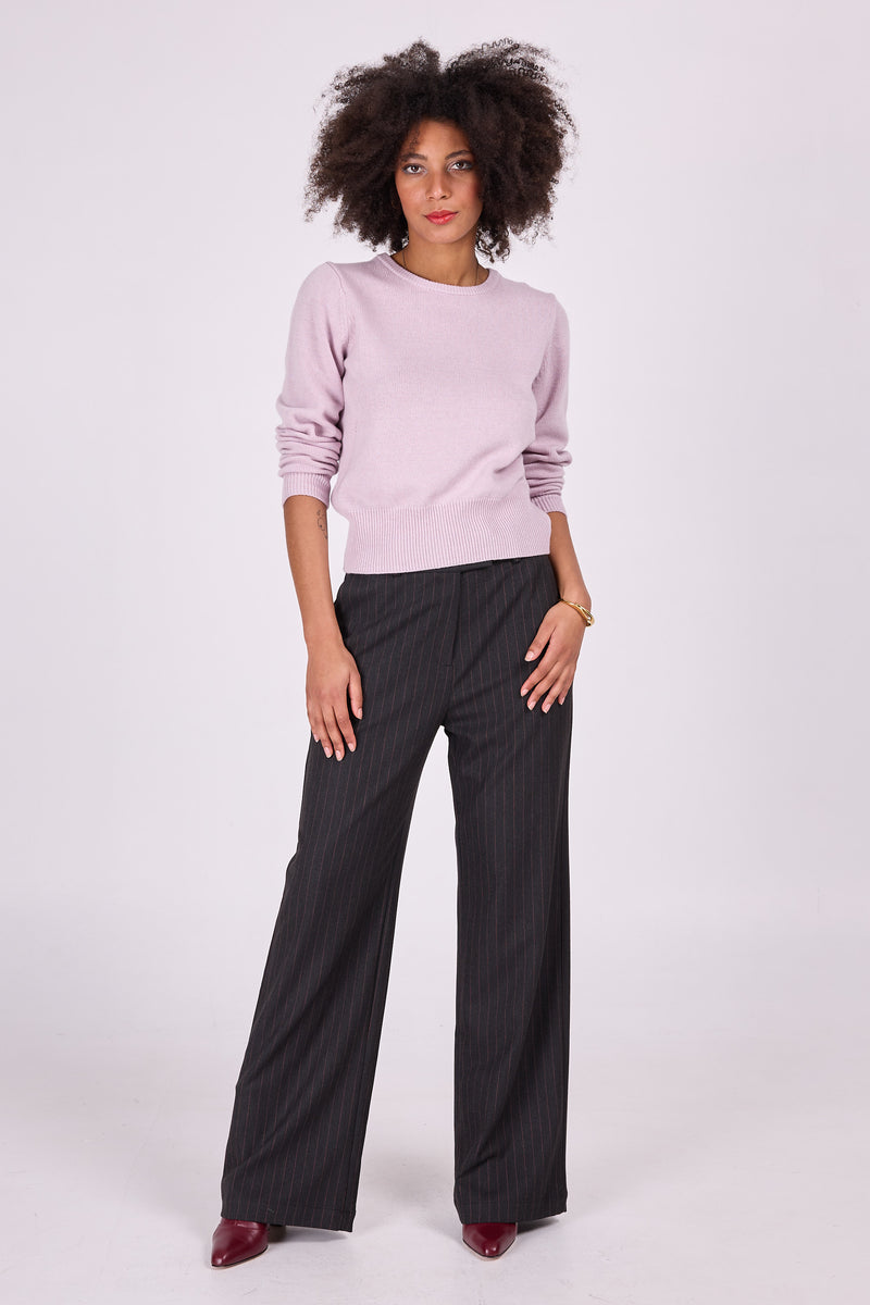 Annie pantalon avec rayures à la craie rose