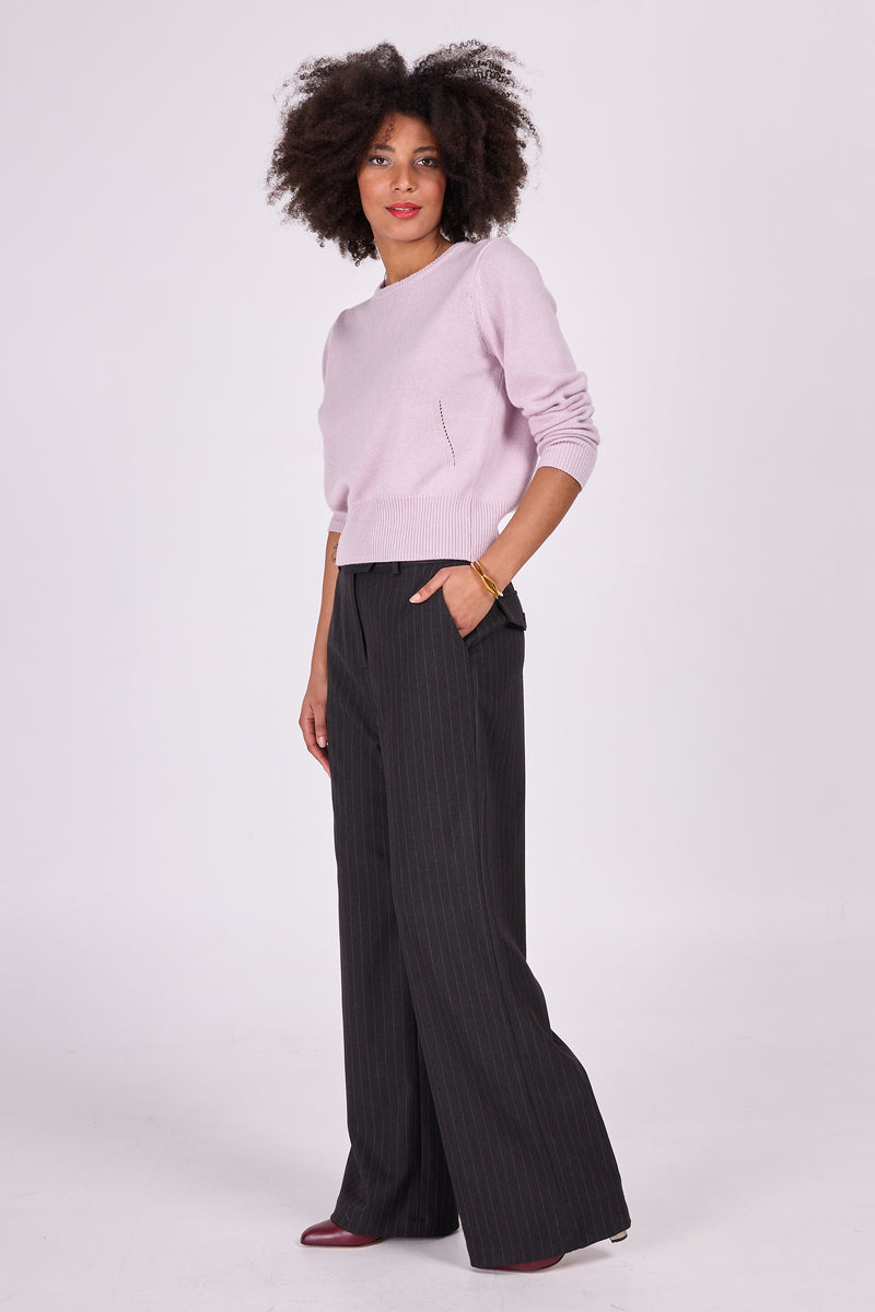 Annie pantalon avec rayures à la craie rose