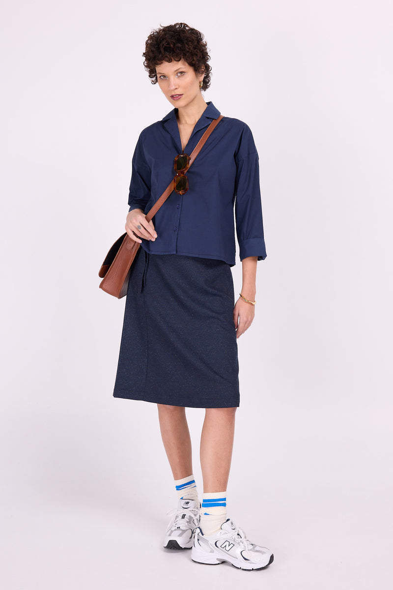 Jupe en laine look navy Eloise