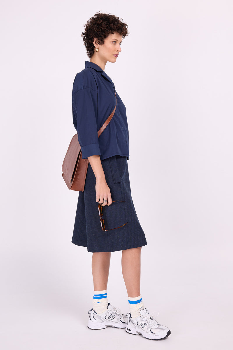 Jupe en laine look navy Eloise