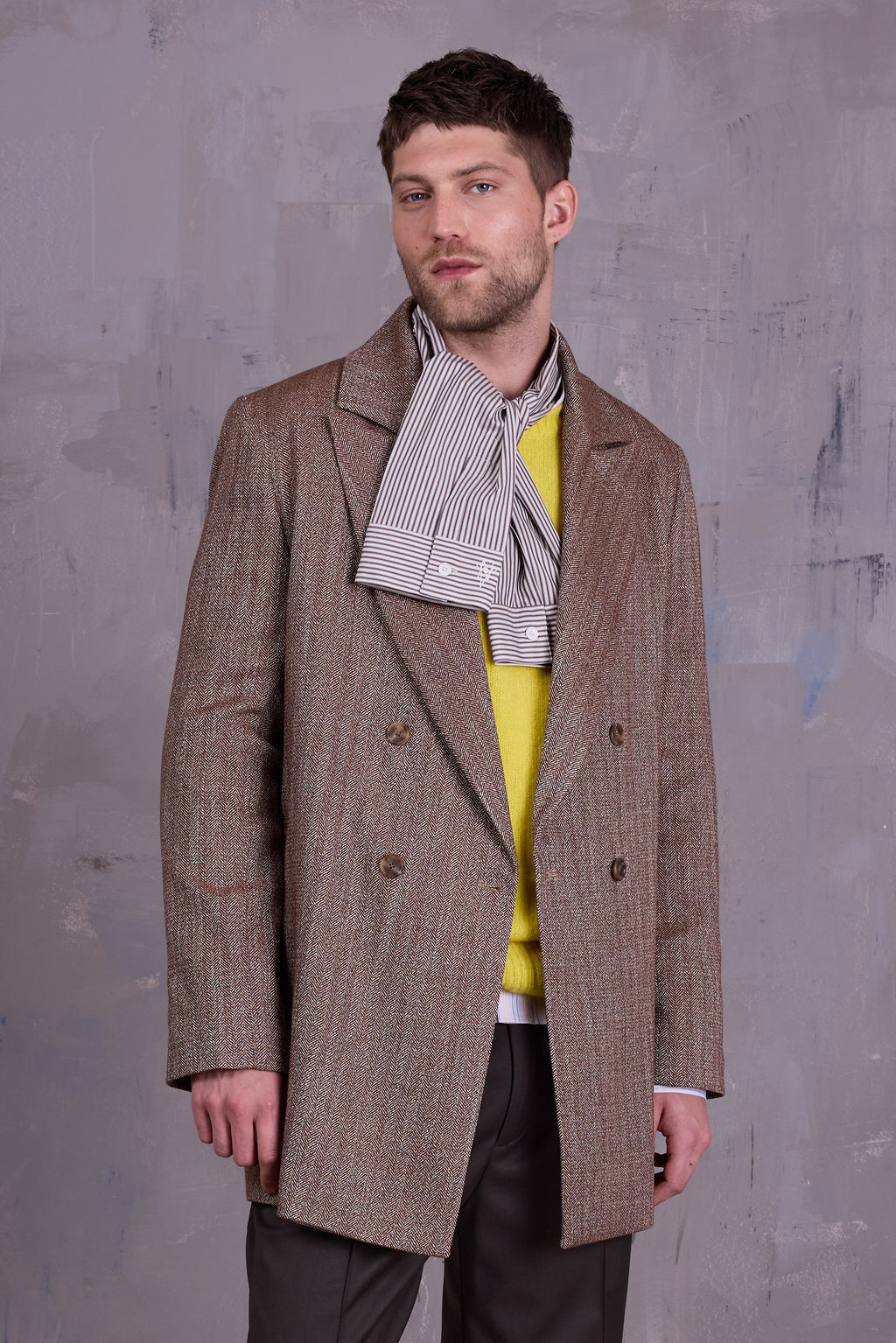 Ganna sjaaltje in brown ecru vintage cotton stripes