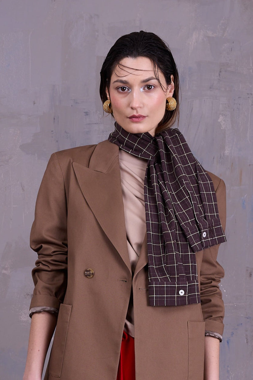 Ganna scarf in brown ecru checks