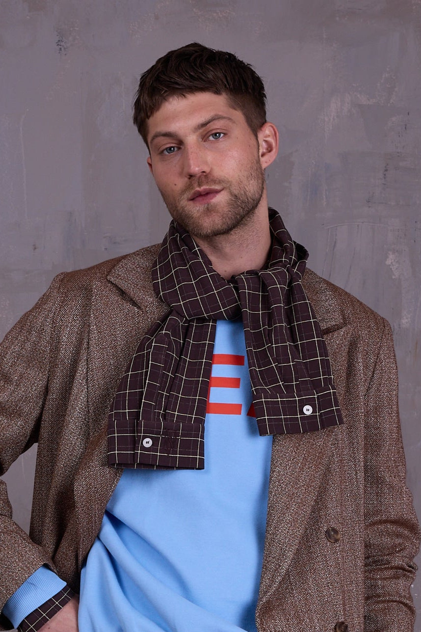 Ganna scarf in brown ecru checks