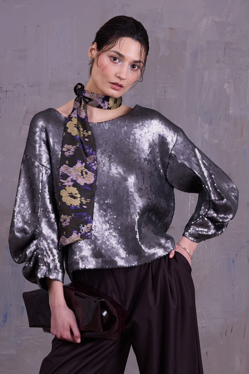 Girsa sjaaltje in violet blossom jacquard