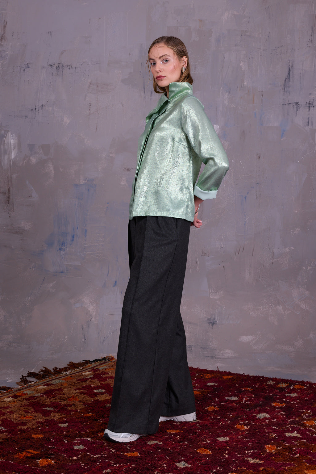 Cecile asymmetrical blouse in glossy mint