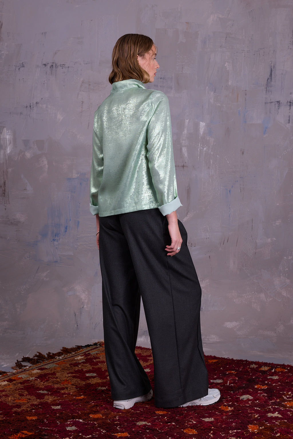 Cecile asymmetrical blouse in glossy mint