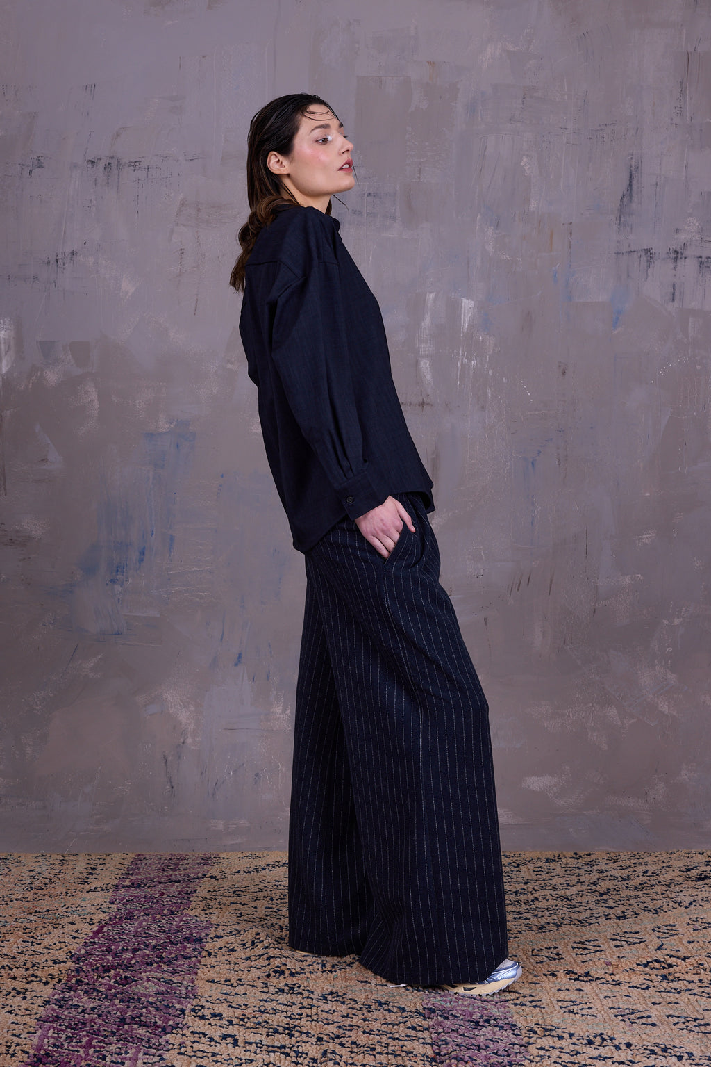 Gia asymmetrische blouse in deep blue