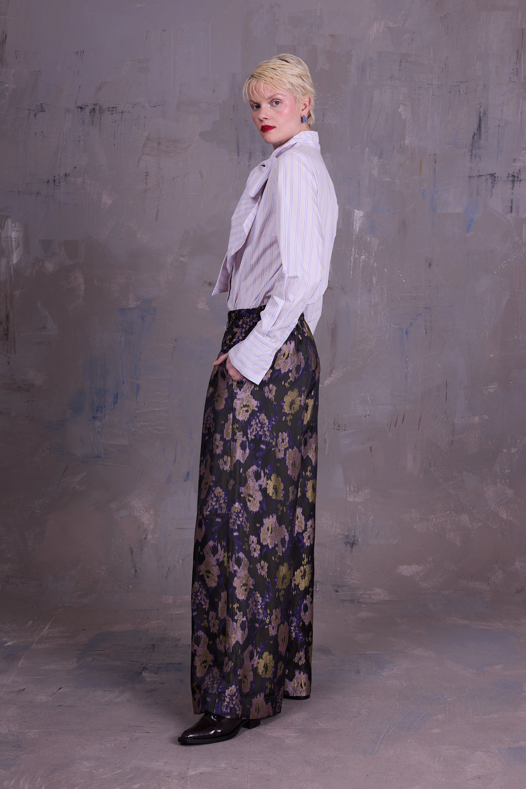 Gilou shirt in lilac blue vintage cotton stripes