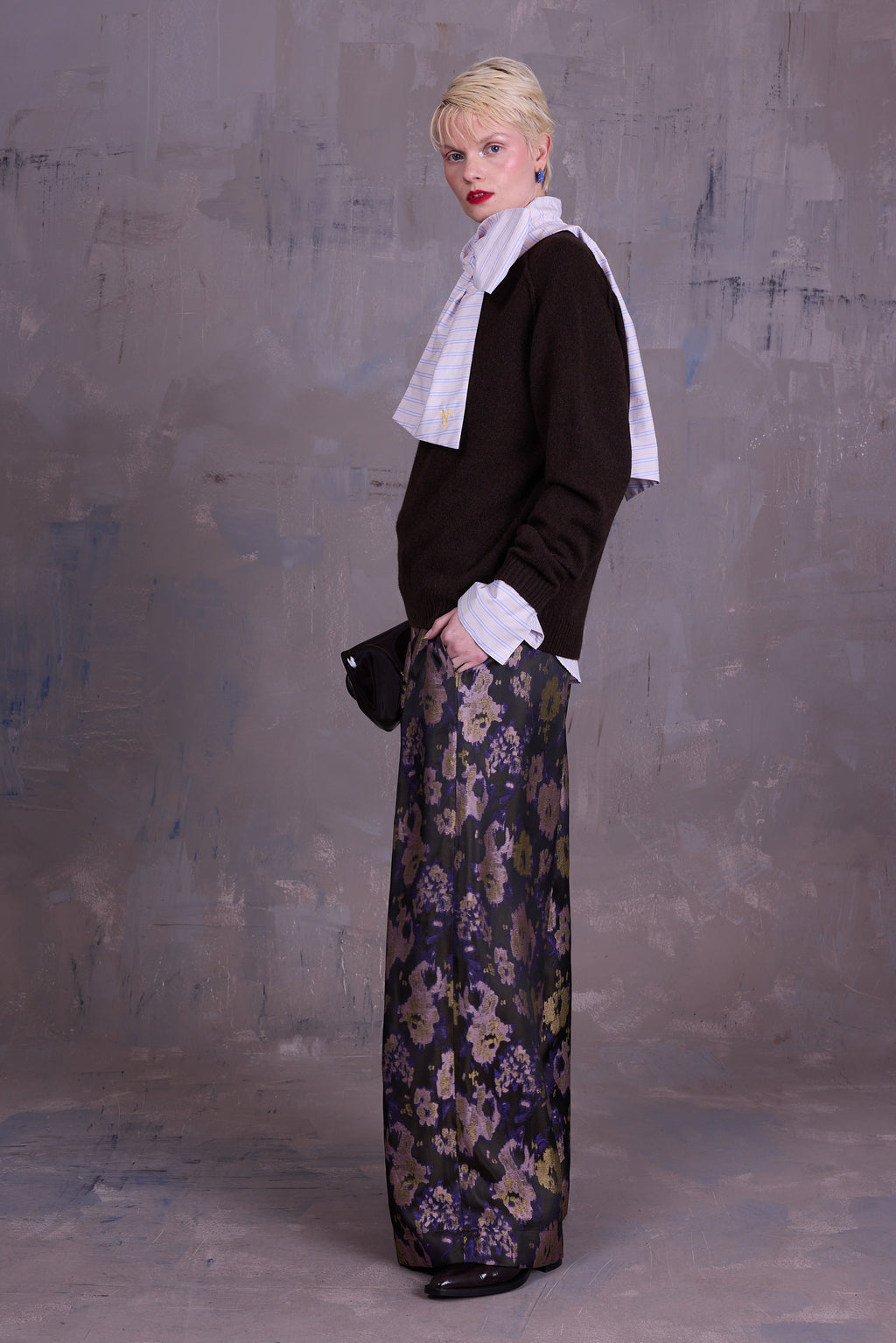 Gilou shirt in lilac blue vintage cotton stripes
