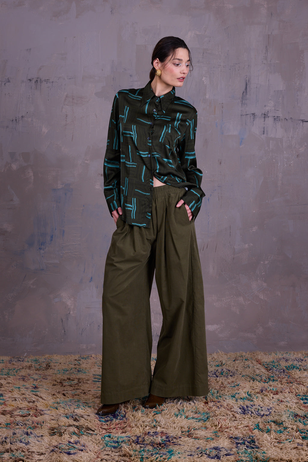 Filou hemd in forest green wovens