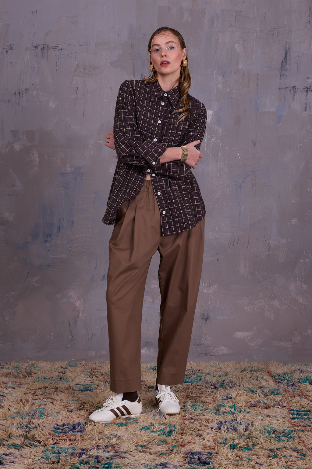 Filou hemd in brown ecru checks