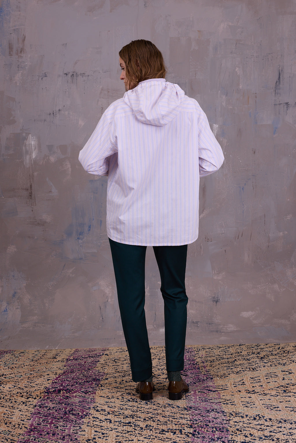 Gonzola hemd in lilac blue vintage cotton stripes
