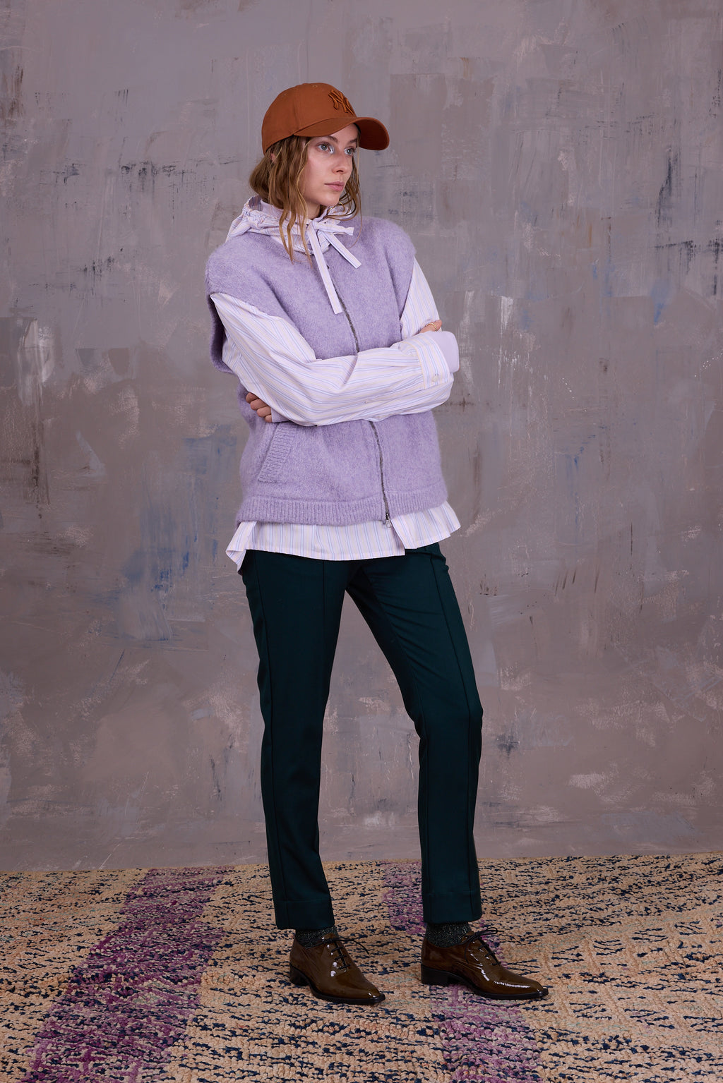Gonzola hemd in lilac blue vintage cotton stripes