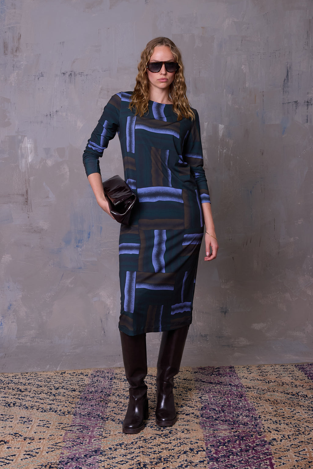 Gerlinde dress in deepsea blue wovens