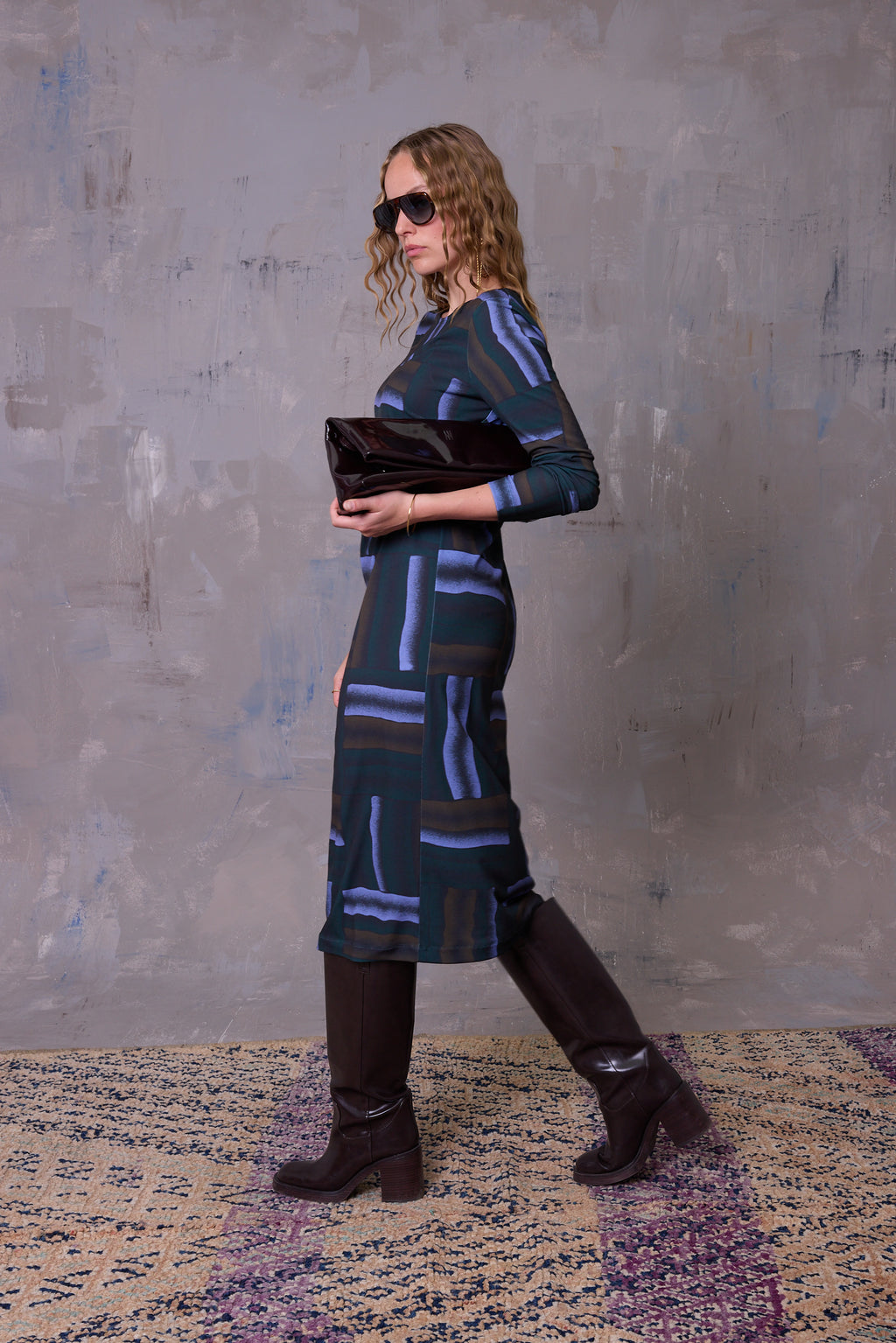 Gerlinde dress in deepsea blue wovens